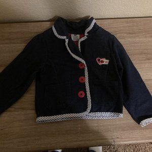 Pumpkin Patch Blazer Jacket 24 Months Dark Blue Denim Lightweight Red Buttons